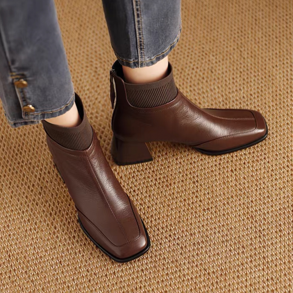 Chunky Mid-heeled Woolen Collar Martin Boots
