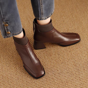 Chunky Mid-heeled Woolen Collar Martin Boots