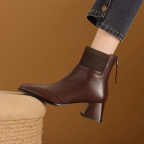 Chunky Mid-heeled Woolen Collar Martin Boots