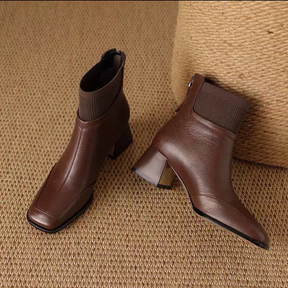 Chunky Mid-heeled Woolen Collar Martin Boots