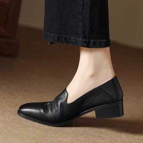Genuine Leather Elegant Retro Soft Leather Low Heel Shoes
