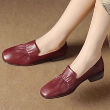 Genuine Leather Elegant Retro Soft Leather Low Heel Shoes