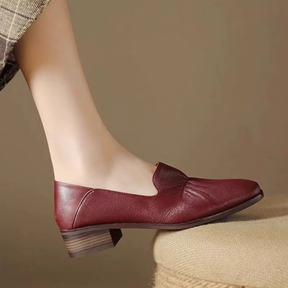 Genuine Leather Elegant Retro Soft Leather Low Heel Shoes