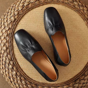 Genuine Leather Elegant Retro Soft Leather Low Heel Shoes