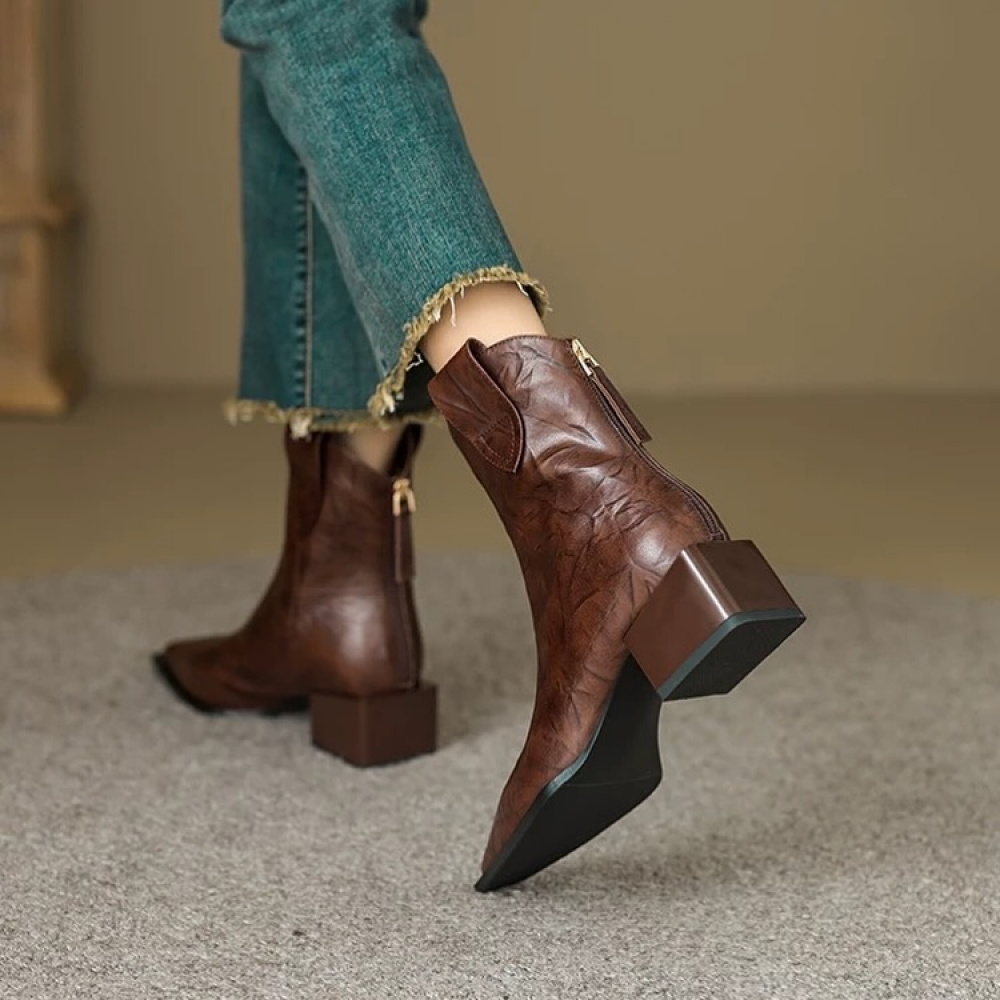 Pointed Toe Versatile V-neck Western Boots