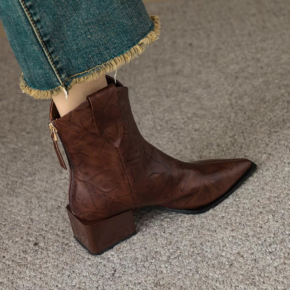 Pointed Toe Versatile V-neck Western Boots