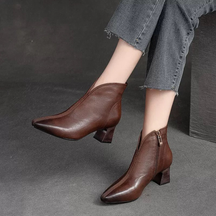 Pointed Toe Retro Leather Versatile Shoes