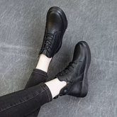 Vintage Round-toe Leather Ankle Boots