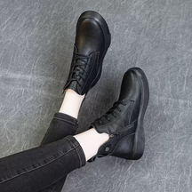Vintage Round-toe Leather Ankle Boots