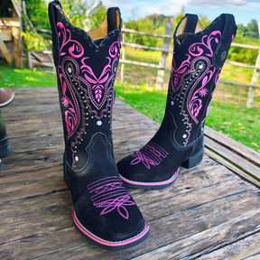 Purple Embroidered Western Boots