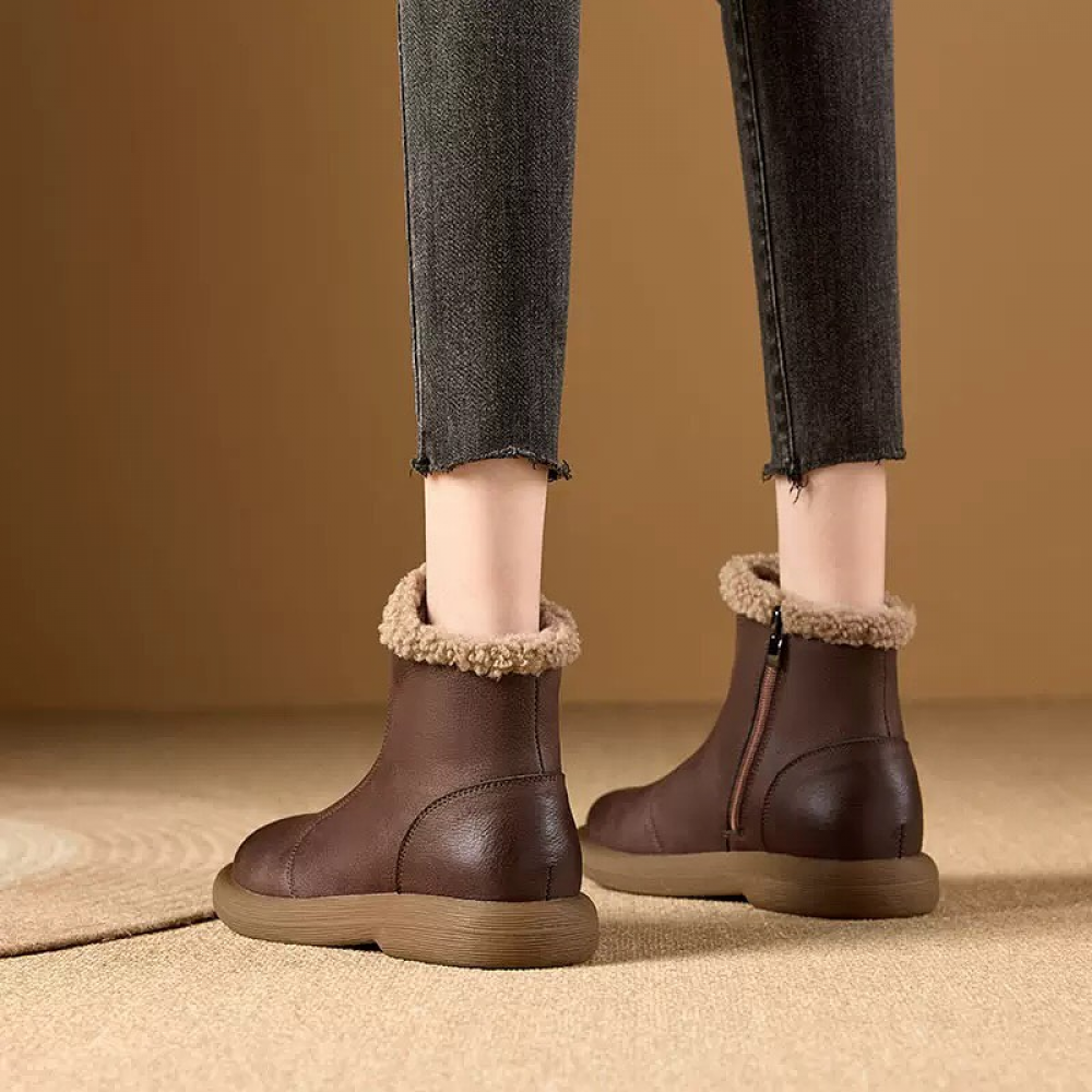 Full Leather and Velvet Retro Martin Boots