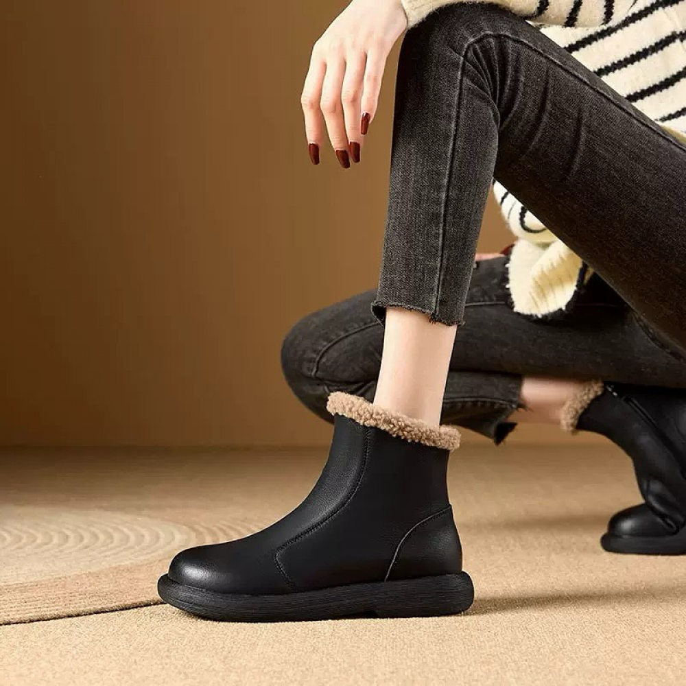 Full Leather and Velvet Retro Martin Boots
