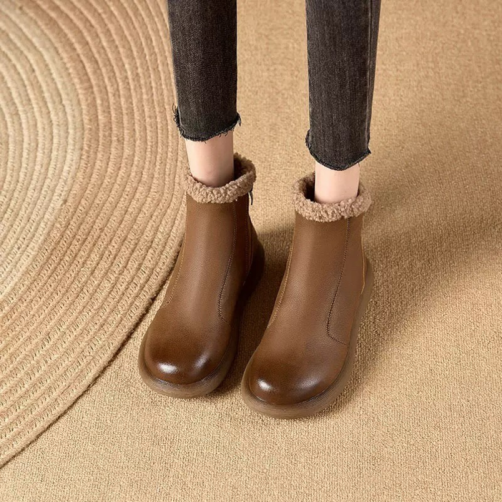 Full Leather and Velvet Retro Martin Boots