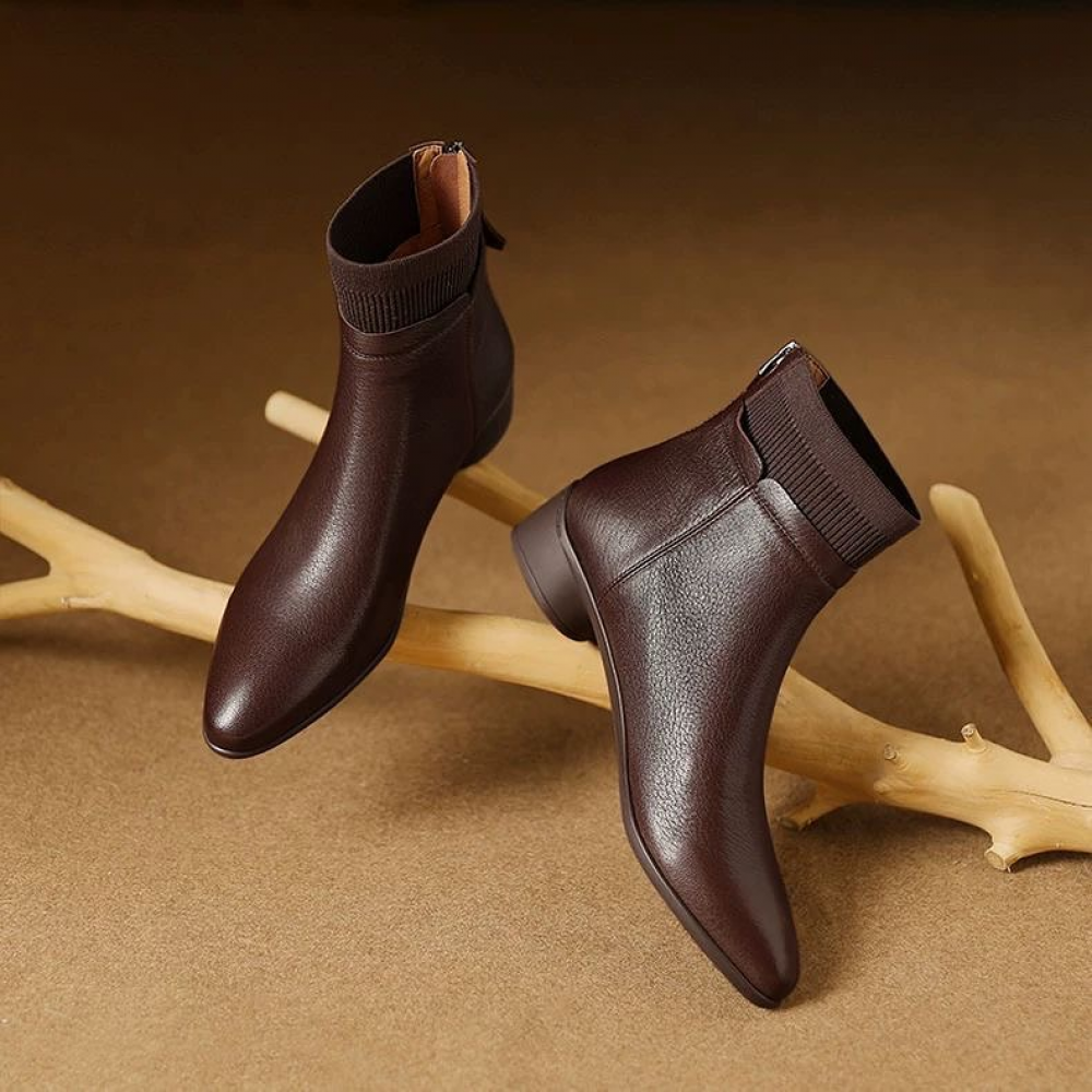 Classic Simple Leather Ankle Boots