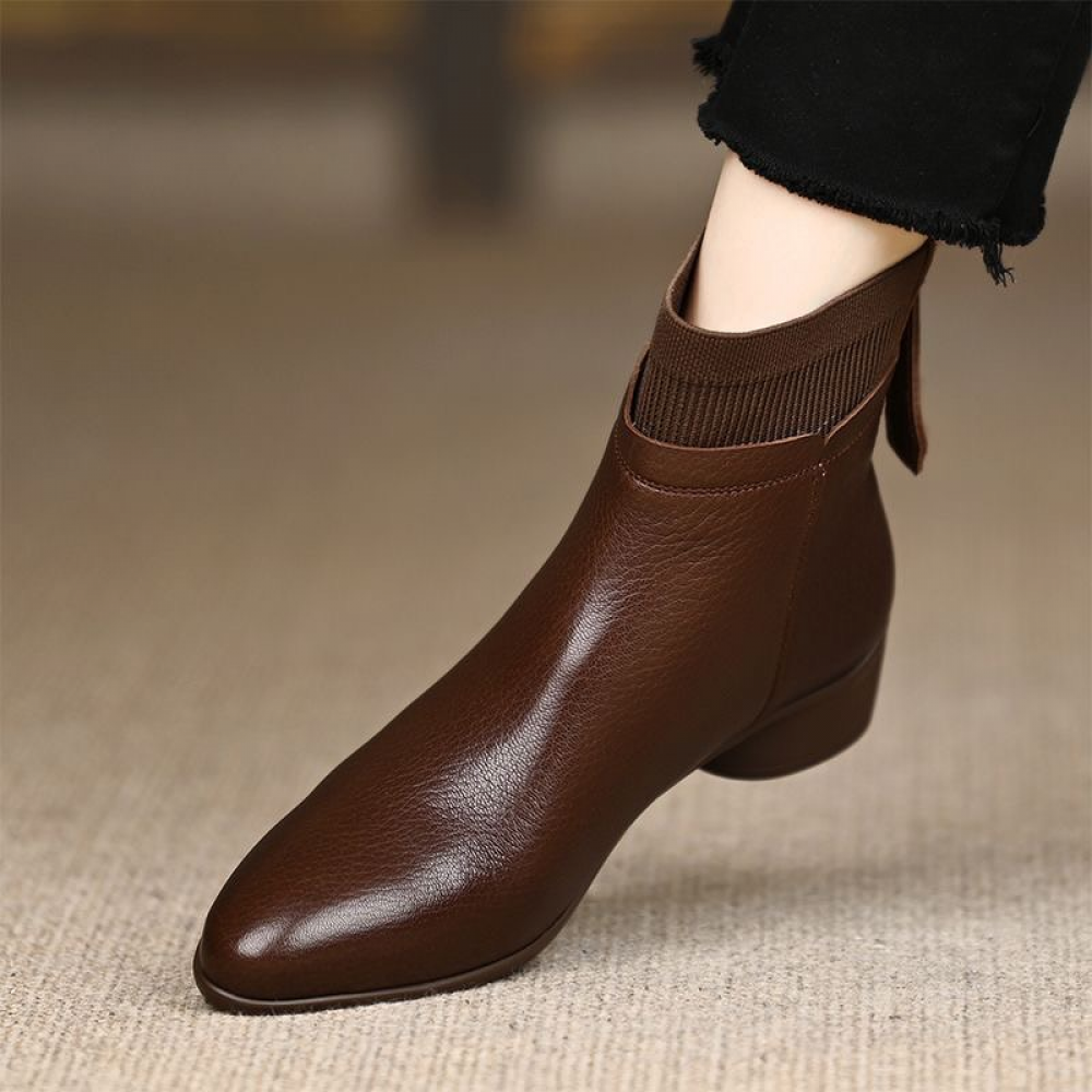 Classic Simple Leather Ankle Boots