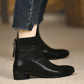Classic Simple Leather Ankle Boots