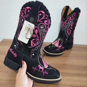 Pink Embroidered Cowboy Boots