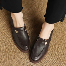 Genuine Leather All-match Thick-soled Chunky Heels