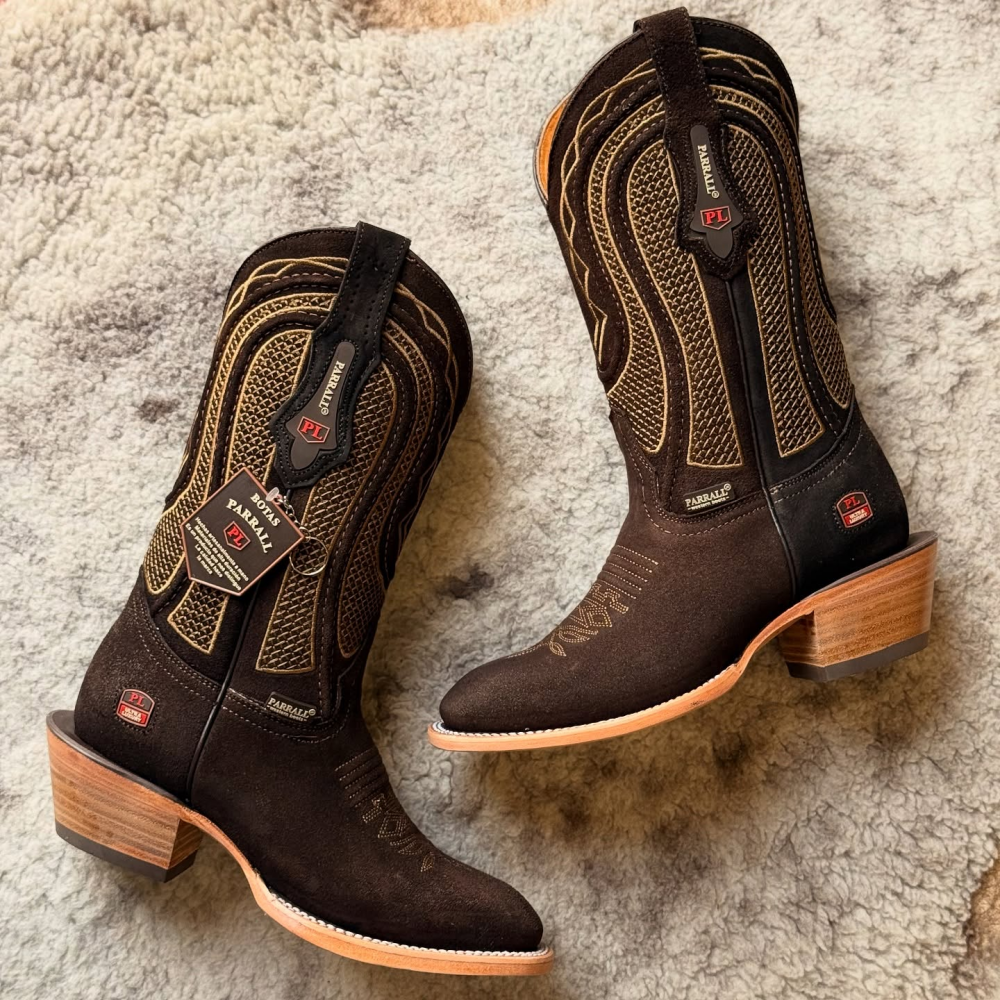 Suede Cowhide Leather Western Boots