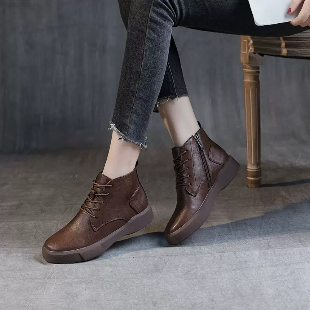 Retro Round Toe Casual Breathable Low Boots