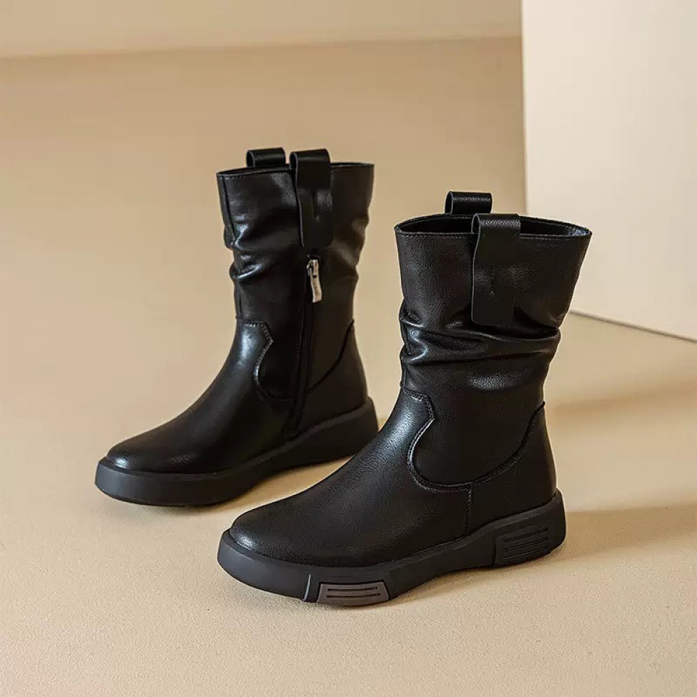 New Genuine Leather Mid-calf Martin Boots