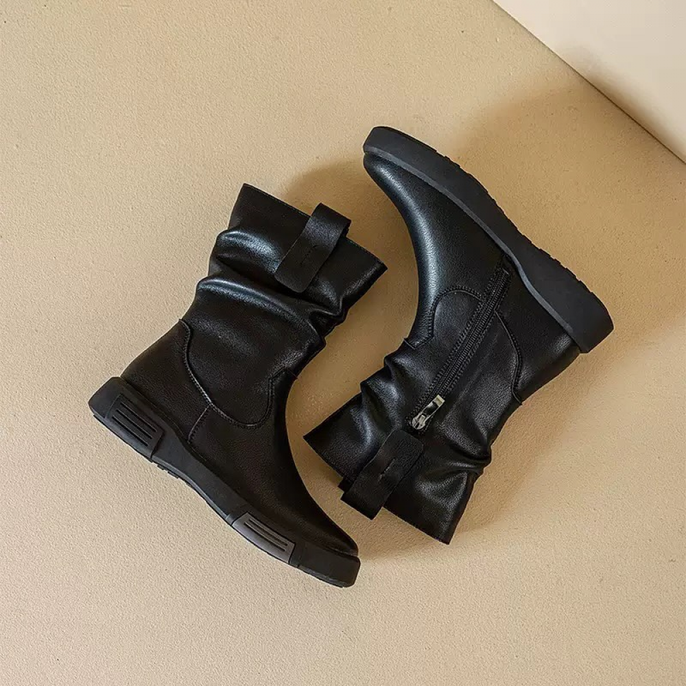 New Genuine Leather Mid-calf Martin Boots