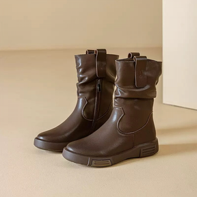 New Genuine Leather Mid-calf Martin Boots