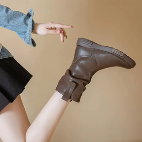 New Genuine Leather Mid-calf Martin Boots