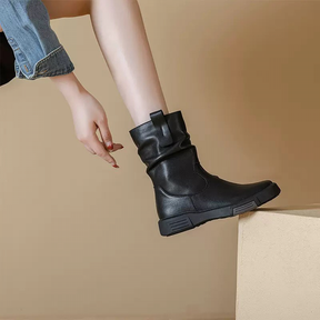 New Genuine Leather Mid-calf Martin Boots