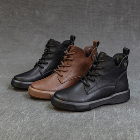 Genuine Leather Thick-soled Retro Casual Ankle Boots