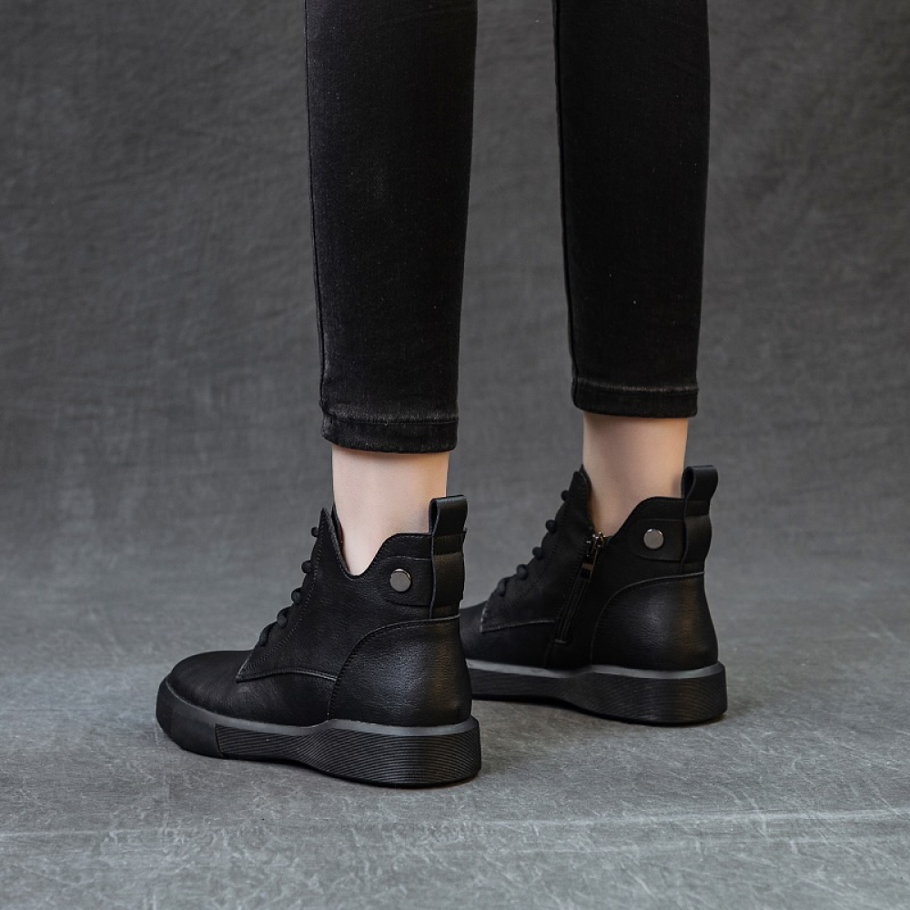 Genuine Leather Thick-soled Retro Casual Ankle Boots