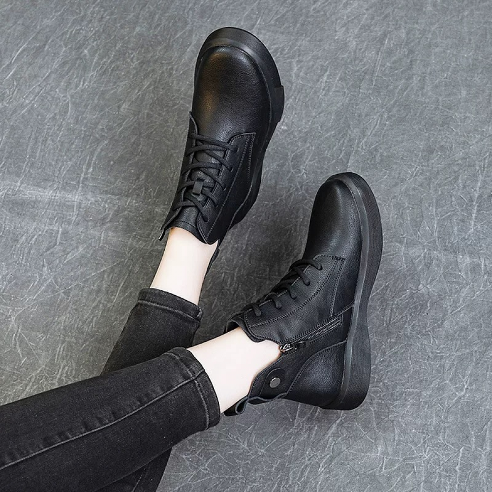 Genuine Leather Thick-soled Retro Casual Ankle Boots