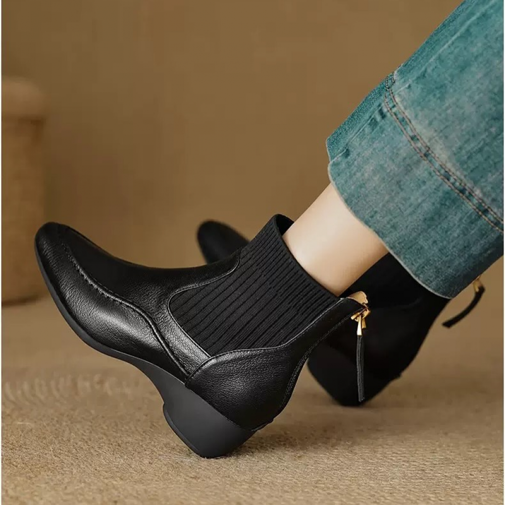 Pointed Knitted Ankle Boots