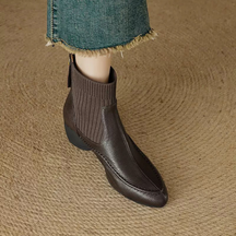 Pointed Knitted Ankle Boots