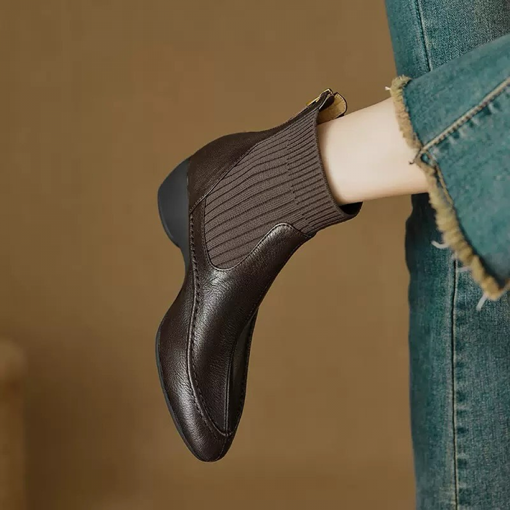 Pointed Knitted Ankle Boots