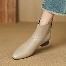 Simple Soft Leather Versatile Ankle Boots
