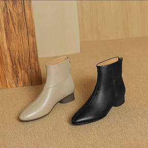 Simple Soft Leather Versatile Ankle Boots