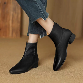Simple Soft Leather Versatile Ankle Boots