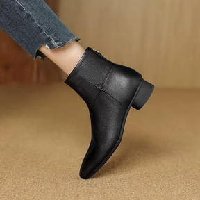 Simple Soft Leather Versatile Ankle Boots