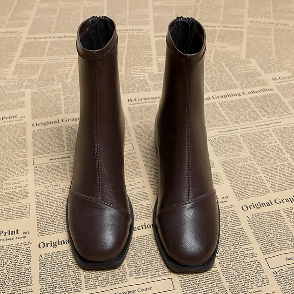 Square Toe Low-heeled Martin Boots