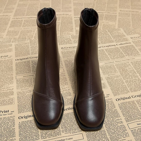 Square Toe Low-heeled Martin Boots