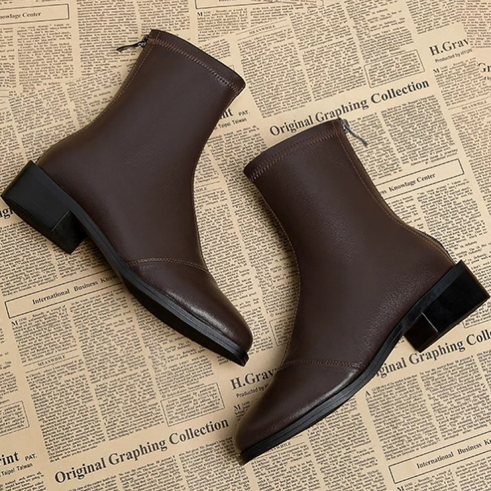 Square Toe Low-heeled Martin Boots