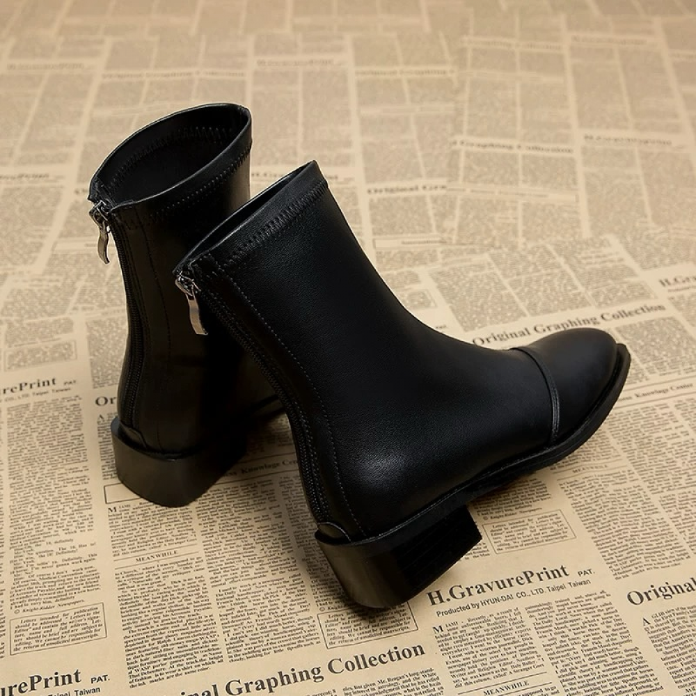 Square Toe Low-heeled Martin Boots