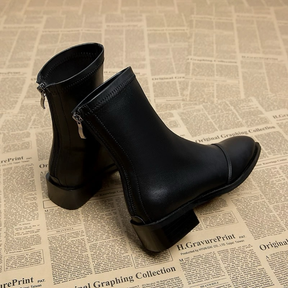 Square Toe Low-heeled Martin Boots