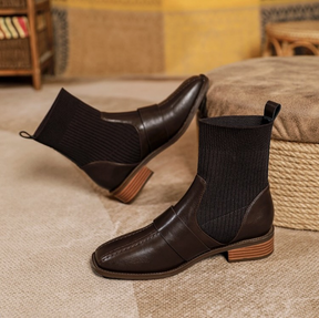 Knitted Chunky Heel Ankle Boots