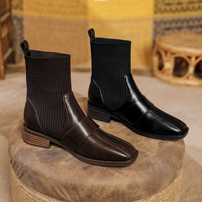 Knitted Chunky Heel Ankle Boots