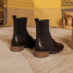 Knitted Chunky Heel Ankle Boots