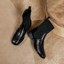 Knitted Chunky Heel Ankle Boots