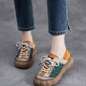 Spliced Genuine Leather Casual Shoes