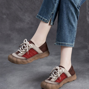 Spliced Genuine Leather Casual Shoes